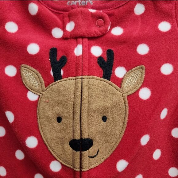 Nwt Girls Christmas Fleece Footed Pajamas Bundle, By Carter's. Size 6 months - Picture 3 of 7